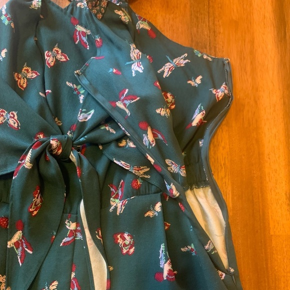 Matilda Jane Evergreen Dream Jumpsuit Small Green Pockets ruffle straps pants - Picture 10 of 11